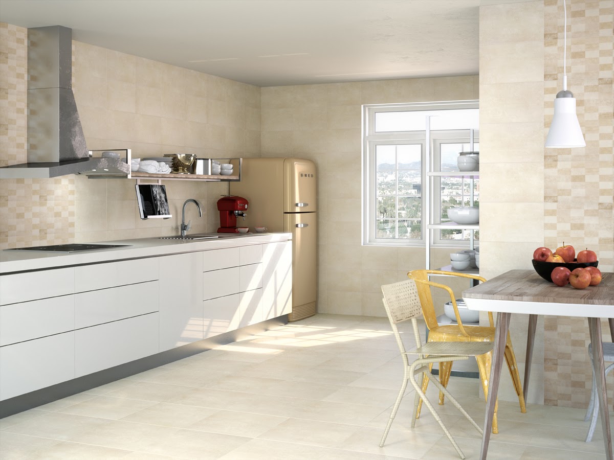Tiling the kitchen ensures easy clean-up and beautifies the room